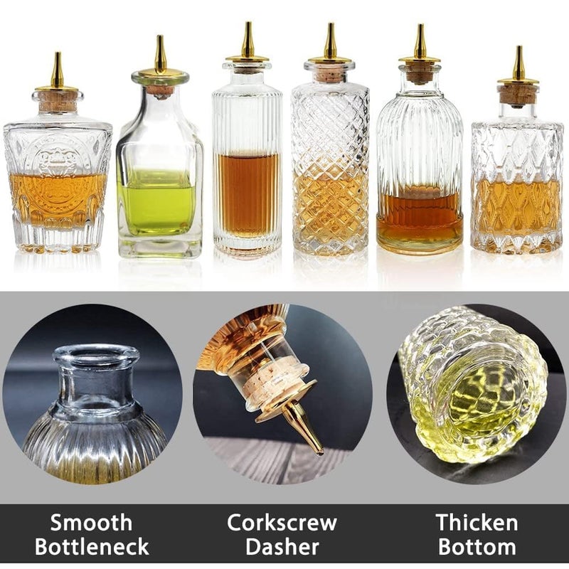 SuproBarware Bitters Bottles Set of 6 - Glass Dasher Bottles with Dash Top and Stopper Great Dispenser Bottle For Your Bitters Great for homemade Cocktail and Bartender - Image 4